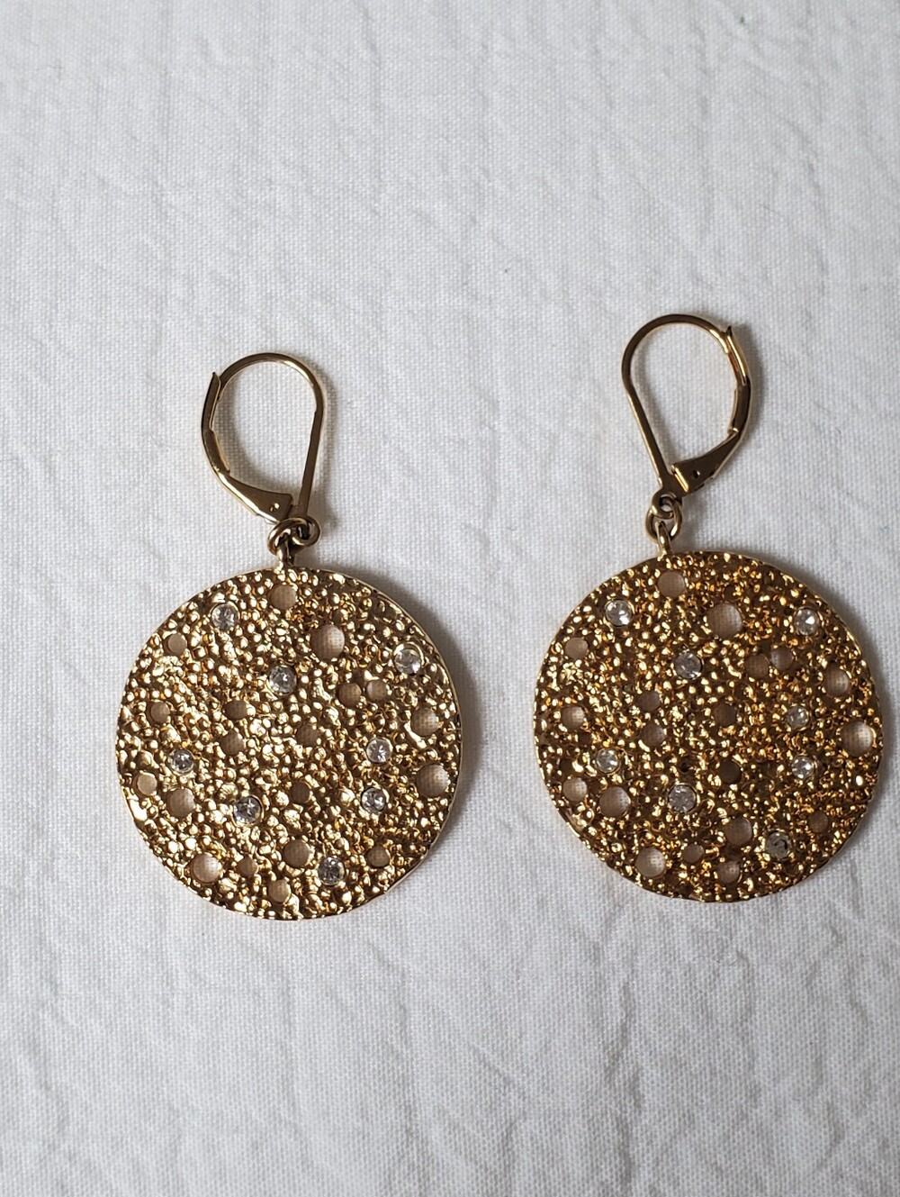 Erwin Pearl (E. Pearl) Vintage Gold-tone Textured Disc Earrings